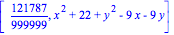 [121787/999999, x^2+22+y^2-9*x-9*y]